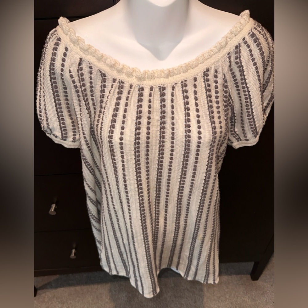 Marc by Marc Jacobs Balloon Short Sleeves w Stripe Knit Pattern Sweater M EUC